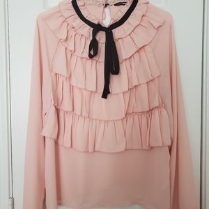 Pink Dressy Ruffle Blouse